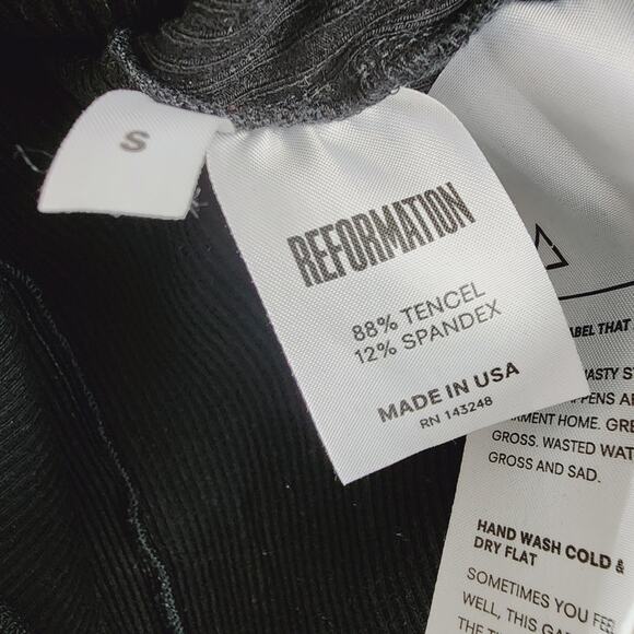 Reformation Eco Rib Ribbed Knit Bodycon Mini Dress Black Small - Picture 3 of 10